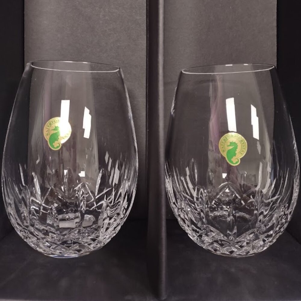 Waterford Lismore Essence Stemless Deep Red Wine Glass, Set of 2, NEW